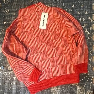 BNWT Misha & Puff Funnel Neck Sweater Red Flame Wool Size 8